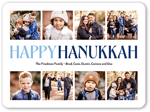 Nouveau Collage Holiday Card, White, 6x8 Flat, Hanukkah, Signature Smooth Cardstock, Rounded
