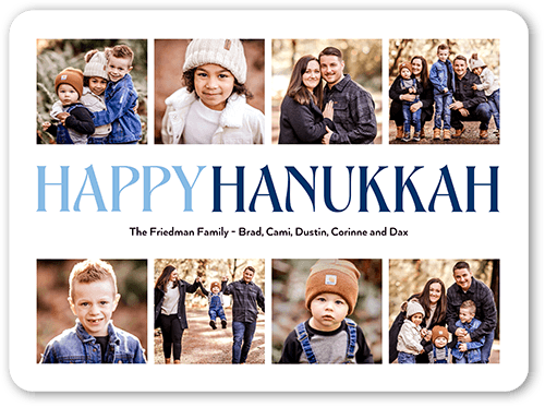 Nouveau Collage Holiday Card, White, 6x8 Flat, Hanukkah, 100% Recycled Cardstock , Rounded