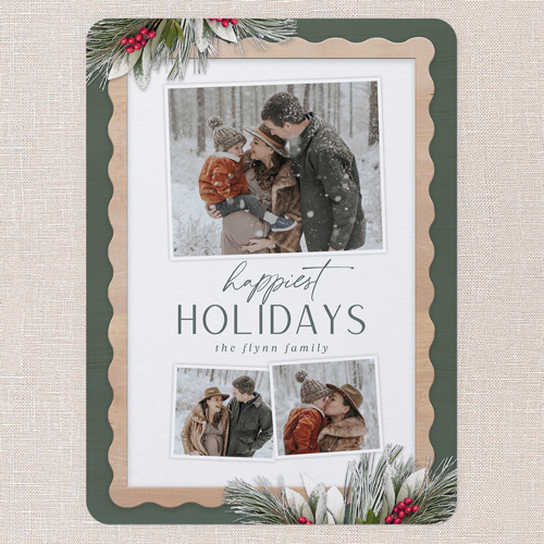 Captivating Classic Holiday Card, Green, 6x8 Flat, Holiday, Signature Smooth Cardstock, Rounded