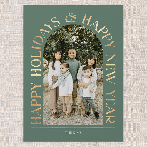 Arch Deco Holiday Card, Green, 6x8 Flat, Holiday, Signature Smooth Cardstock, Square, Avocado