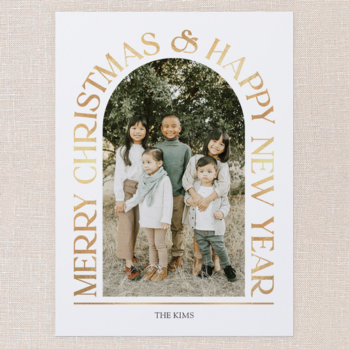 Arch Deco Holiday Card, White, 6x8 Flat, Christmas, Signature Smooth Cardstock, Square, White