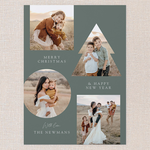 Pine Shapes Holiday Card, Green, 6x8 Flat, Write Your Own, Signature Smooth Cardstock, Square, Green