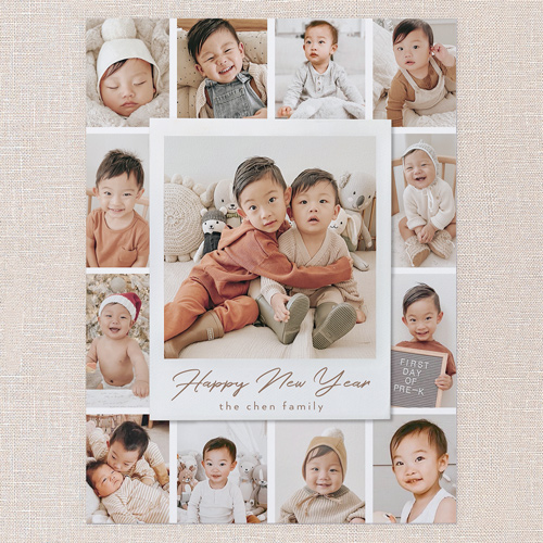 Festive Film Holiday Card, White, 6x8 Flat, New Year, Luxe Double-Thick Cardstock, Square, White