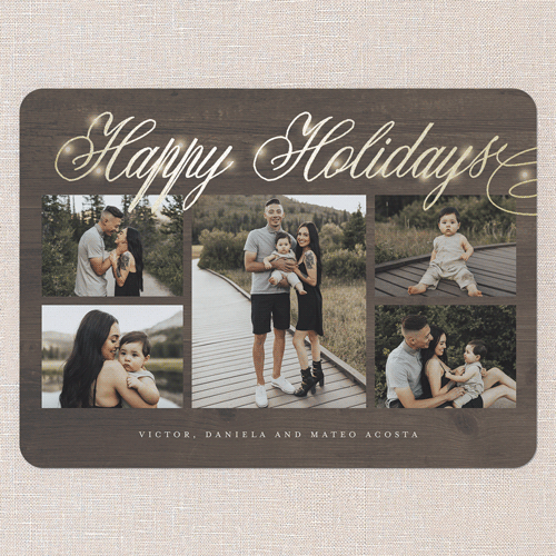 Illuminating Type Holiday Card, Brown, Gold Foil, 6x8 Flat, Holiday, Signature Smooth Cardstock, Rounded, Brown