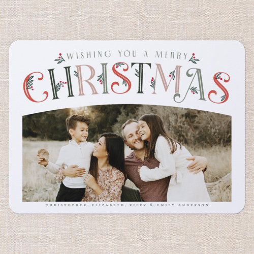 Spectacular Deco Holiday Card, White, 6x8 Flat, Christmas, 100% Recycled Cardstock , Rounded, White