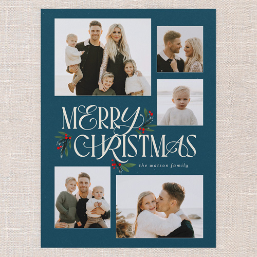 Uniquely Elegant Holiday Card, Blue, 6x8 Flat, Christmas, Pearl Shimmer Cardstock, Square, Indigo