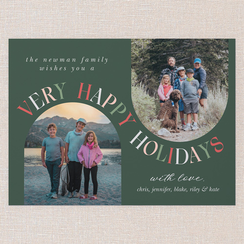 Wavy Pairing Holiday Card, Green, 6x8 Flat, Holiday, Luxe Double-Thick Cardstock, Square, Tree