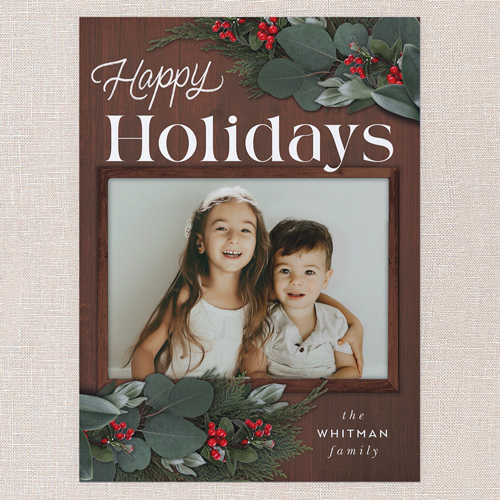 Framed Evergreen Holiday Card, Brown, 6x8 Flat, Holiday, Luxe Double-Thick Cardstock, Square, Chocolate