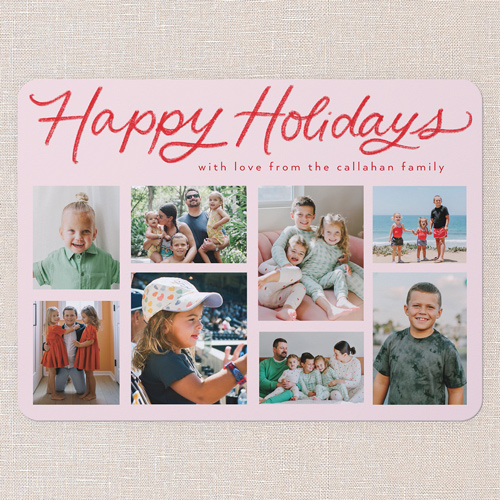 Joining Joy Holiday Card, Pink, 6x8 Flat, Holiday, Pearl Shimmer Cardstock, Rounded, Magnolia