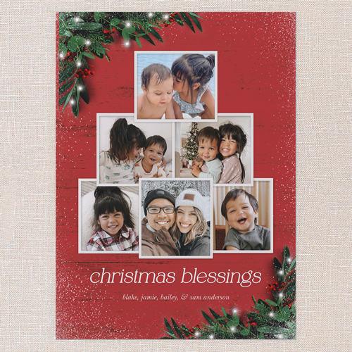 Botanical Photo Tree Holiday Card, Red, 6x8 Flat, Religious, 100% Recycled Cardstock , Square, Radish