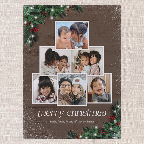 Botanical Photo Tree Holiday Card, Brown, 6x8 Flat, Christmas, Pearl Shimmer Cardstock, Square, Volcano