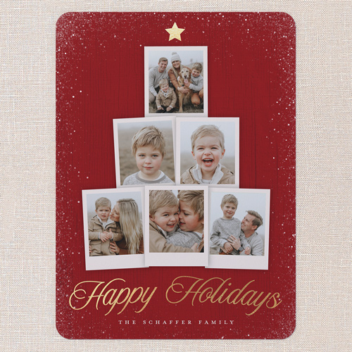 Snapshot Tree Holiday Card, Red, 6x8 Flat, Holiday, Pearl Shimmer Cardstock, Rounded, Radish