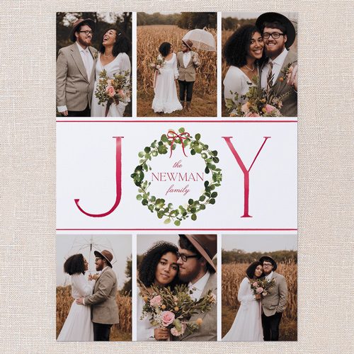 Wreathed Happiness Holiday Card, White, 6x8 Flat, Holiday, Signature Smooth Cardstock, Square, White