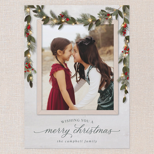 Gorgeous Frosty Garland Holiday Card, White, none, 6x8 Flat, Christmas, 100% Recycled Cardstock , Square, White