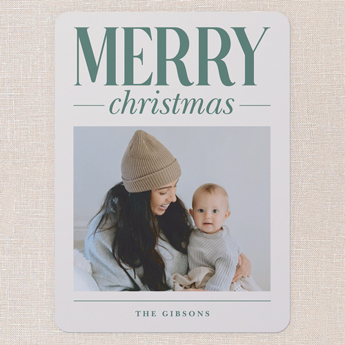 Large Impression Holiday Card, Green, 6x8 Flat, Christmas, 100% Recycled Cardstock , Rounded, Citra