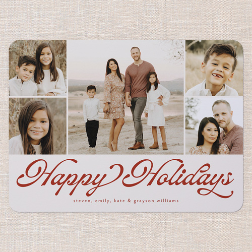 Timeless Gallery Holiday Card, Red, 6x8 Flat, Holiday, Signature Smooth Cardstock, Rounded, Cinnamon