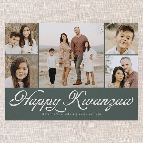 Timeless Gallery Holiday Card, Green, 6x8 Flat, Kwanzaa, Luxe Double-Thick Cardstock, Square, Forest
