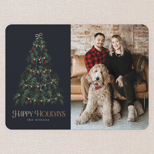 Beautiful Tree Holiday Card, Grey, 6x8 Flat, Holiday, Signature Smooth Cardstock, Rounded, Charcoal