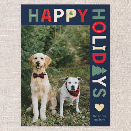 Pet Icon Holiday Card, Blue, 6x8 Flat, Holiday, Signature Smooth Cardstock, Square, Nautical