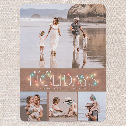 Rustic Bulbs Holiday Card, Brown, 6x8 Flat, Holiday, Signature Smooth Cardstock, Rounded, Clove