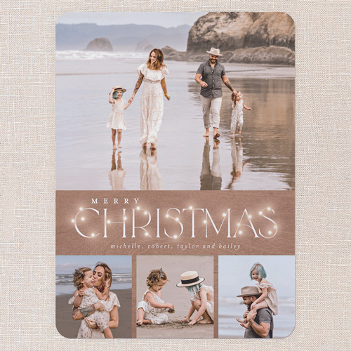 Rustic Bulbs Holiday Card, Brown, 6x8 Flat, Christmas, 100% Recycled Cardstock , Rounded, Brown