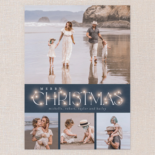 Rustic Bulbs Holiday Card, Blue, 6x8 Flat, Christmas, Signature Smooth Cardstock, Square, Navy