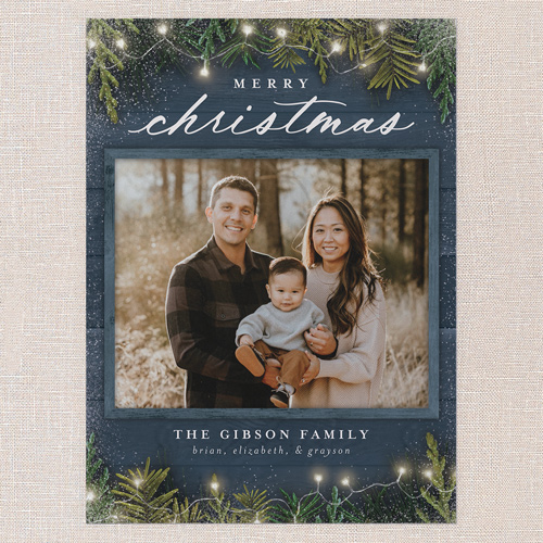 Earnest Evergreen Holiday Card, Blue, none, 6x8 Flat, Christmas, 100% Recycled Cardstock , Square, Blue