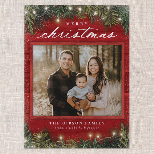 Earnest Evergreen Holiday Card, Red, none, 6x8 Flat, Christmas, Signature Smooth Cardstock, Square, Radish