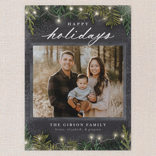 Earnest Evergreen Holiday Card, Black, none, 6x8 Flat, Holiday, Pearl Shimmer Cardstock, Square, Black