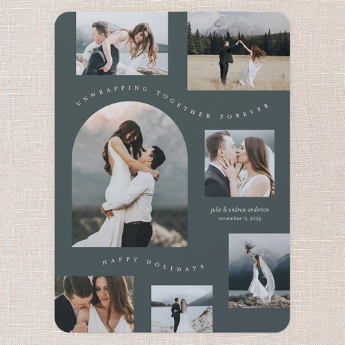 Wavy Wanderlust Holiday Card, Grey, 6x8 Flat, Holiday, Signature Smooth Cardstock, Rounded, Burnt Ash