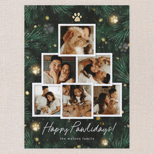 Pine Paws Holiday Card, Green, 6x8 Flat, Holiday, Signature Smooth Cardstock, Square, Spruce Green