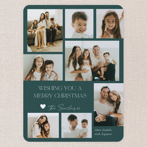 Modern Family Greetings Holiday Card, Green, 6x8 Flat, Christmas, Pearl Shimmer Cardstock, Rounded, Tropical