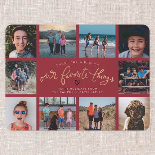 Heartfelt List Holiday Card, Red, 6x8 Flat, Holiday, Pearl Shimmer Cardstock, Rounded, Red