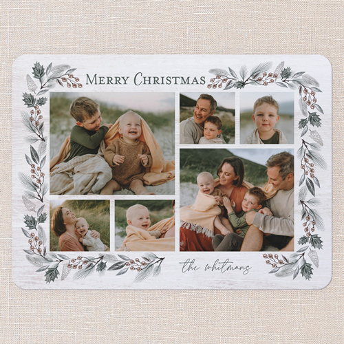 Forest Gathering Holiday Card, White, 6x8 Flat, Christmas, Signature Smooth Cardstock, Rounded, White