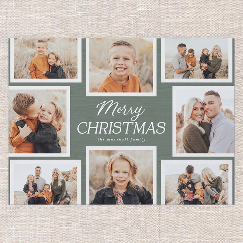 Timeless Collage Holiday Card, Green, 6x8 Flat, Christmas, 100% Recycled Cardstock , Square, Green