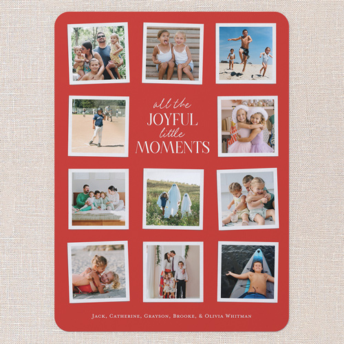 Joyful Highlights Holiday Card, Red, 6x8 Flat, Holiday, 100% Recycled Cardstock , Rounded, Red