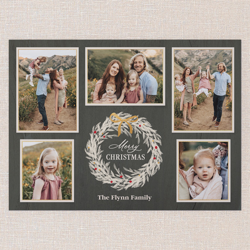 Wreath Gathering Holiday Card, Green, 6x8 Flat, Christmas, Signature Smooth Cardstock, Square, Tree