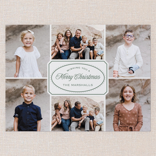 Oval Greeting Holiday Card, Beige, 6x8 Flat, Christmas, Pearl Shimmer Cardstock, Square, Khaki