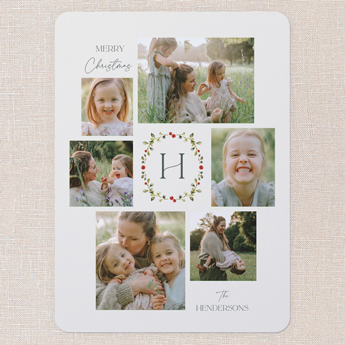 Family Keepsake Holiday Card, Grey, 6x8 Flat, Christmas, Pearl Shimmer Cardstock, Rounded, Whisper Gray