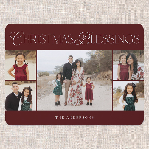 Serene Simplicity Holiday Card, Red, 6x8 Flat, Religious, Signature Smooth Cardstock, Rounded, Red