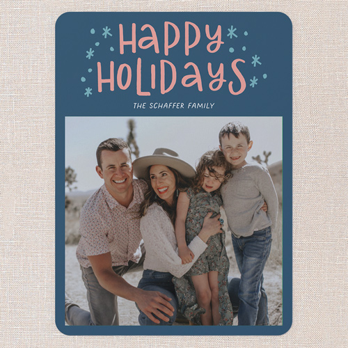 Festive Doodles Holiday Card, Blue, 6x8 Flat, Holiday, 100% Recycled Cardstock , Rounded, Nautical