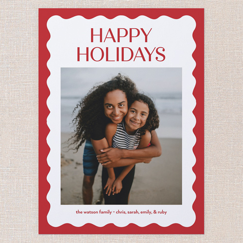 Red Wave Holiday Card, Red, 6x8 Flat, Holiday, Signature Smooth Cardstock, Square, Red