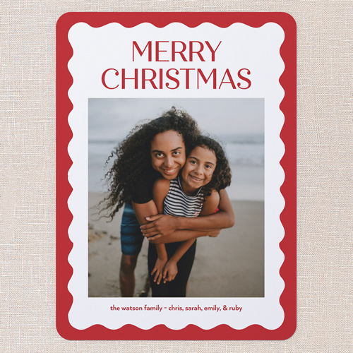 Red Wave Holiday Card, Red, 6x8 Flat, Christmas, Pearl Shimmer Cardstock, Rounded, Red