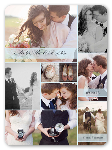 Perfect Perspective Wedding Announcement, Blue, 100% Recycled Cardstock , Rounded
