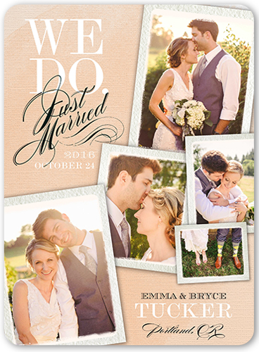 Unforgettable Moments Wedding Announcement, Beige, Pearl Shimmer Cardstock, Rounded