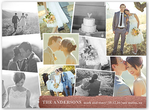 Shimmering Snapshots Wedding Announcement, Pink, 100% Recycled Cardstock , Square