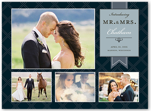 Elegant Introduction Wedding Announcement, Black, Pearl Shimmer Cardstock, Square