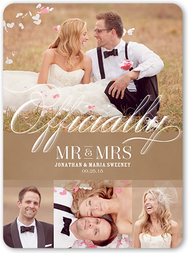 Made It Official Wedding Announcement, Brown, 6x8 Flat, Signature Smooth Cardstock, Rounded