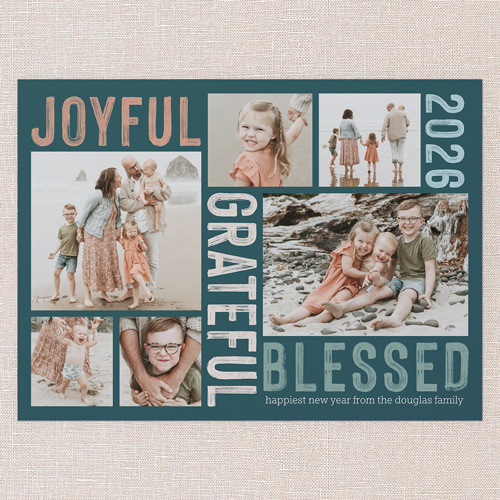 Generous Gratitude New Year's Card, Blue, 6x8 Flat, New Year, Signature Smooth Cardstock, Square, Turquoise