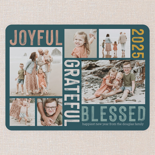 Generous Gratitude New Year's Card, Blue, 6x8, New Year, Matte, Signature Smooth Cardstock, Rounded